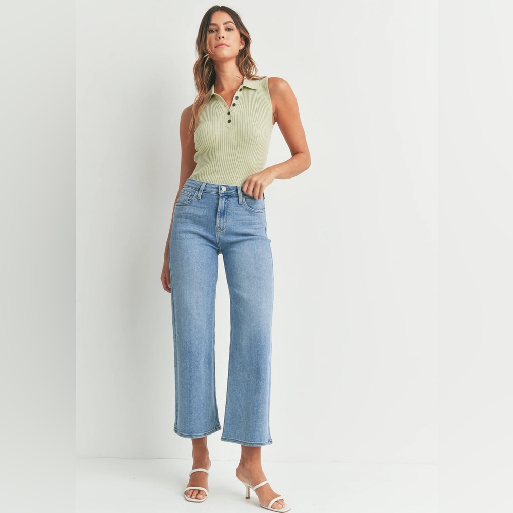 Just Black Denim High Rise Wide Leg Jean Boutique Light Wash